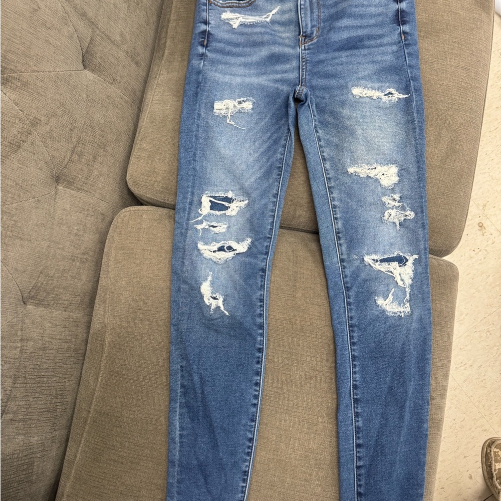 American Eagle Outfitters Ripped Blue Skinny Jeans